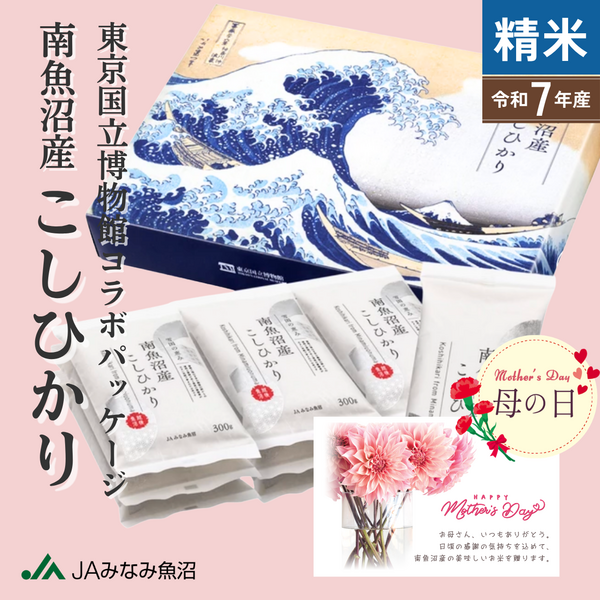 【母の日ギフト】東京国立博物館コラボパッケージ 南魚沼産こしひかり 小袋 300g(2合) 精米 〜メッセージカード付き〜