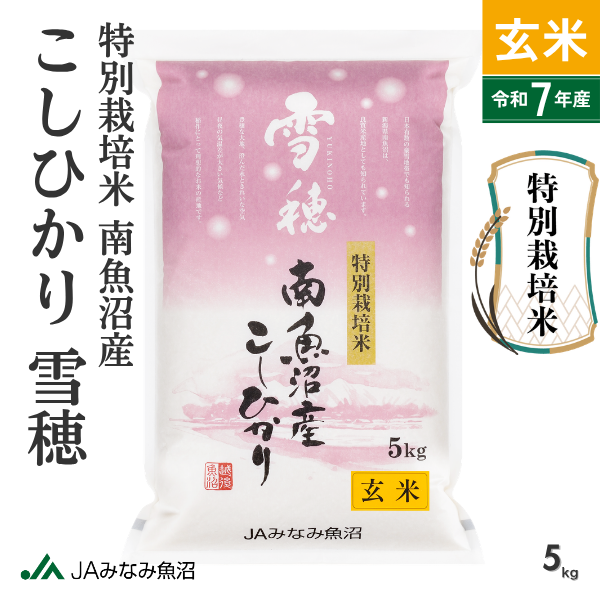【すぐにお届け・7年産】特別栽培米 南魚沼産こしひかり 「雪穂」 玄米（5kg）